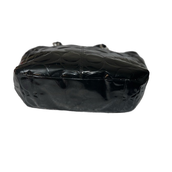 Coach F17728 Black Leather Floral Embossed Tote - Picture 4 of 7